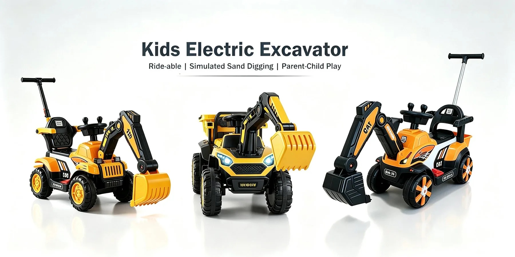 Kids electric excavator ride-on toys, sand digging and parent-child play