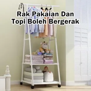 Rak Kot Segi Tiga Boleh Alih, Rak Simpanan Bertingkat, Penyangkut Baju Ringkas & Rak Pengering Pakaian