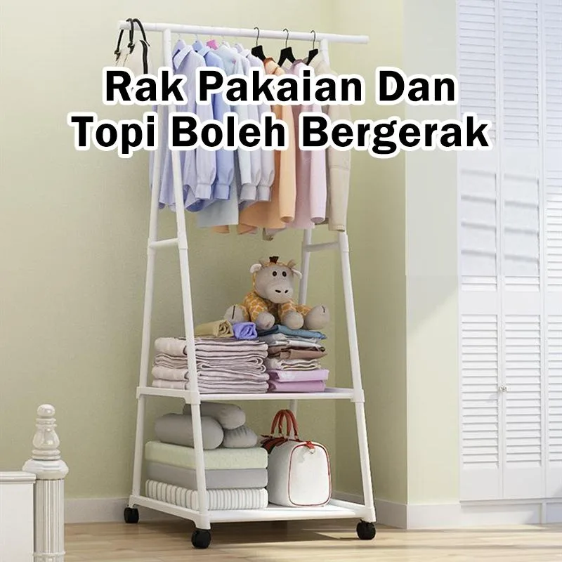 Rak Kot Segi Tiga Boleh Alih, Rak Simpanan Bertingkat, Penyangkut Baju Ringkas & Rak Pengering Pakaian