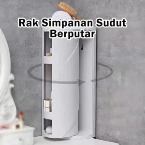 Rak Simpanan Berpusing Bilik Air, Rak Plastik untuk Penjagaan Diri, Kosmetik & Peralatan Mandi