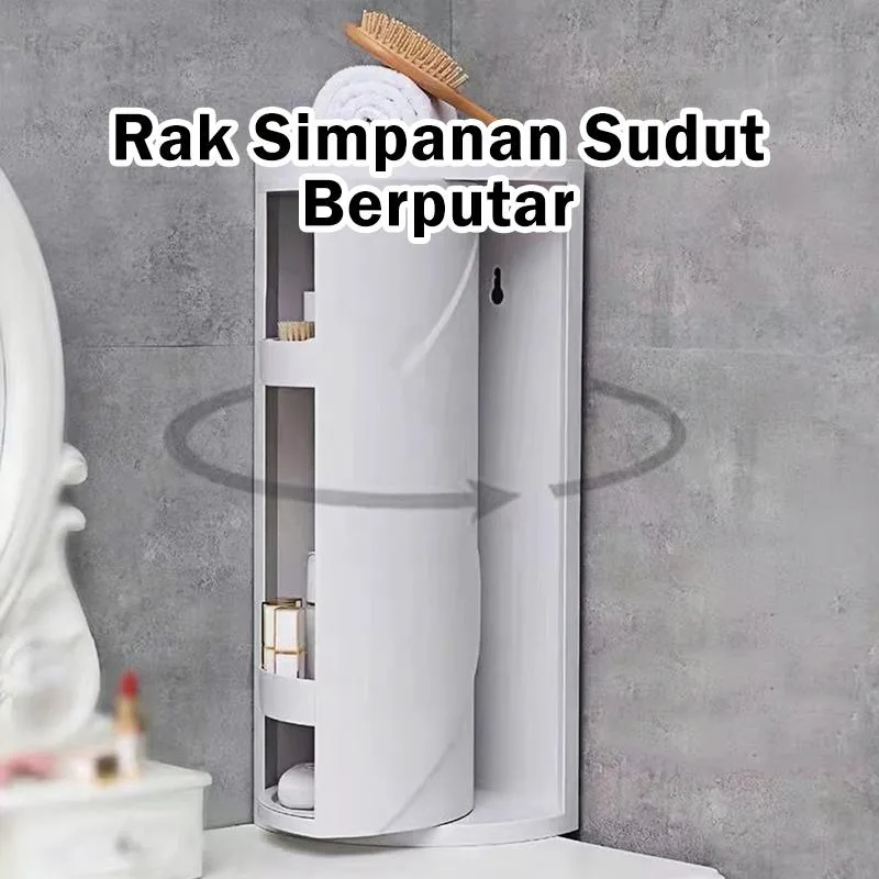 Rak Simpanan Berpusing Bilik Air, Rak Plastik untuk Penjagaan Diri, Kosmetik & Peralatan Mandi