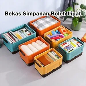 Kotak Simpanan Boleh Lipat, Pengatur Boleh Lipat untuk Buku, Mainan, Pakaian & Simpanan Asrama