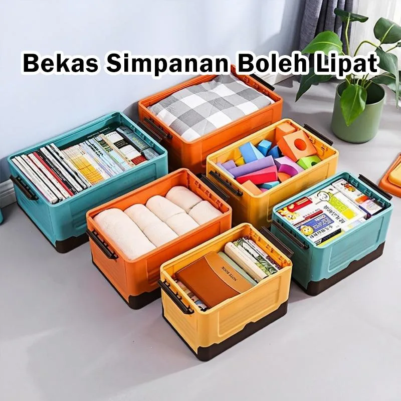 Kotak Simpanan Boleh Lipat, Pengatur Boleh Lipat untuk Buku, Mainan, Pakaian & Simpanan Asrama