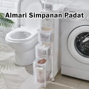 Kabinet Simpanan Ruang Sempit Gaya Laci, Rak Plastik Penjimatan Ruang untuk Dapur & Bilik Air