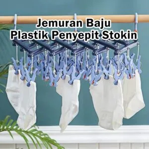 Rak Pengering Baju Lipat dengan Klip Pelbagai, Penyangkut Dobi dengan Penjepit & Pengering Stoking