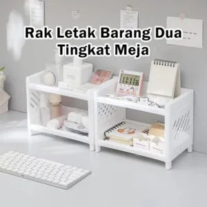 Rak Simpanan Dua Lapisan Padat, Rak Plastik Pengatur Dapur Meja & Organisasi Rumah