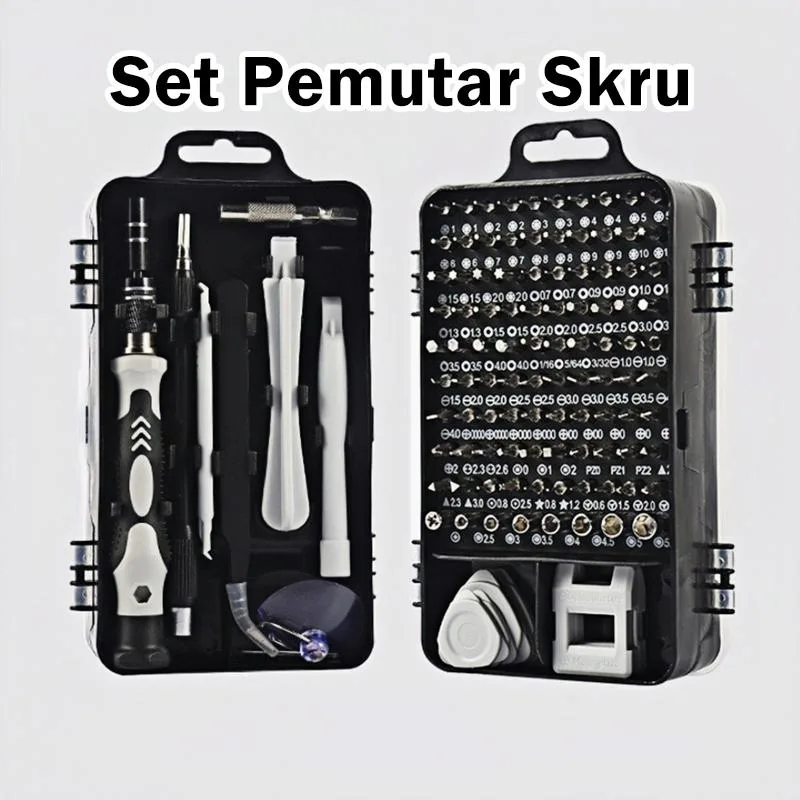 Set Pemutar Skru Ketepatan 115-dalam-1, Kit Alat Baiki untuk Telefon, Jam & Komputer Riba