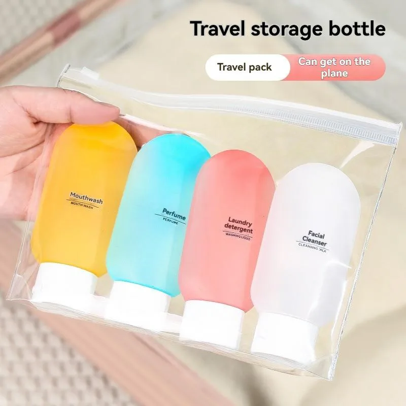 Set Botol Tandas Perjalanan Boleh Guna Semula, Dispenser Syampu, Gel Mandi & Penjagaan Kulit Mudah Alih