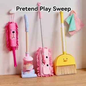 Set Mainan Edukasi Main Peranan Kanak Kanak Itik Kuning Comel Penyapu Pengorek Vacuum Mop