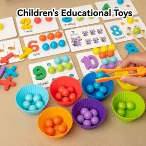 Mainan Edukasi Matematik Montessori Kanak Kanak Manik Klip Puzzle Padanan Nombor Kemahiran Motor Halus
