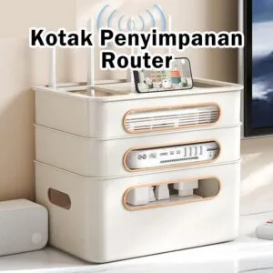 Rak Penyimpanan Soket WiFi Kotak TV Rumah Dengan Pengurusan Kabel & Kotak Router