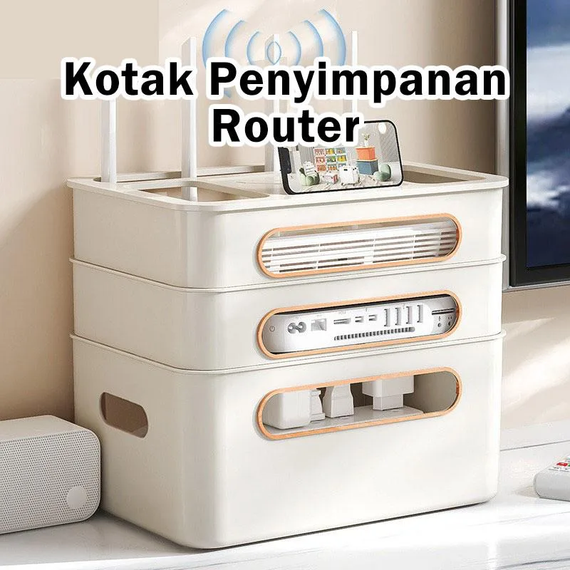 Rak Penyimpanan Soket WiFi Kotak TV Rumah Dengan Pengurusan Kabel & Kotak Router