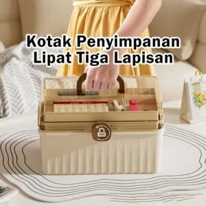 Kotak Penyimpanan Portable Boleh Lipat Bertingkat Besar Alat Seni Makeup Rumah Tangan