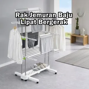 Rak Pengering Baju Keluli Tahan Karat Serbaguna, Mudah Alih & Boleh Lipat, Jenis Bersayap untuk Penyimpanan