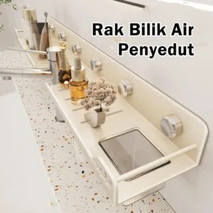 Rak Penyimpanan Bilik Air Cawan Sedut Tanpa Menebuk Untuk Cermin Sinki Paip