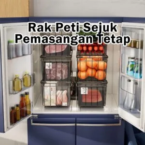 Rak Penyimpanan Peti Sejuk Tetap Bakul Beku Laci Kabinet Dapur Organizer Serbaguna