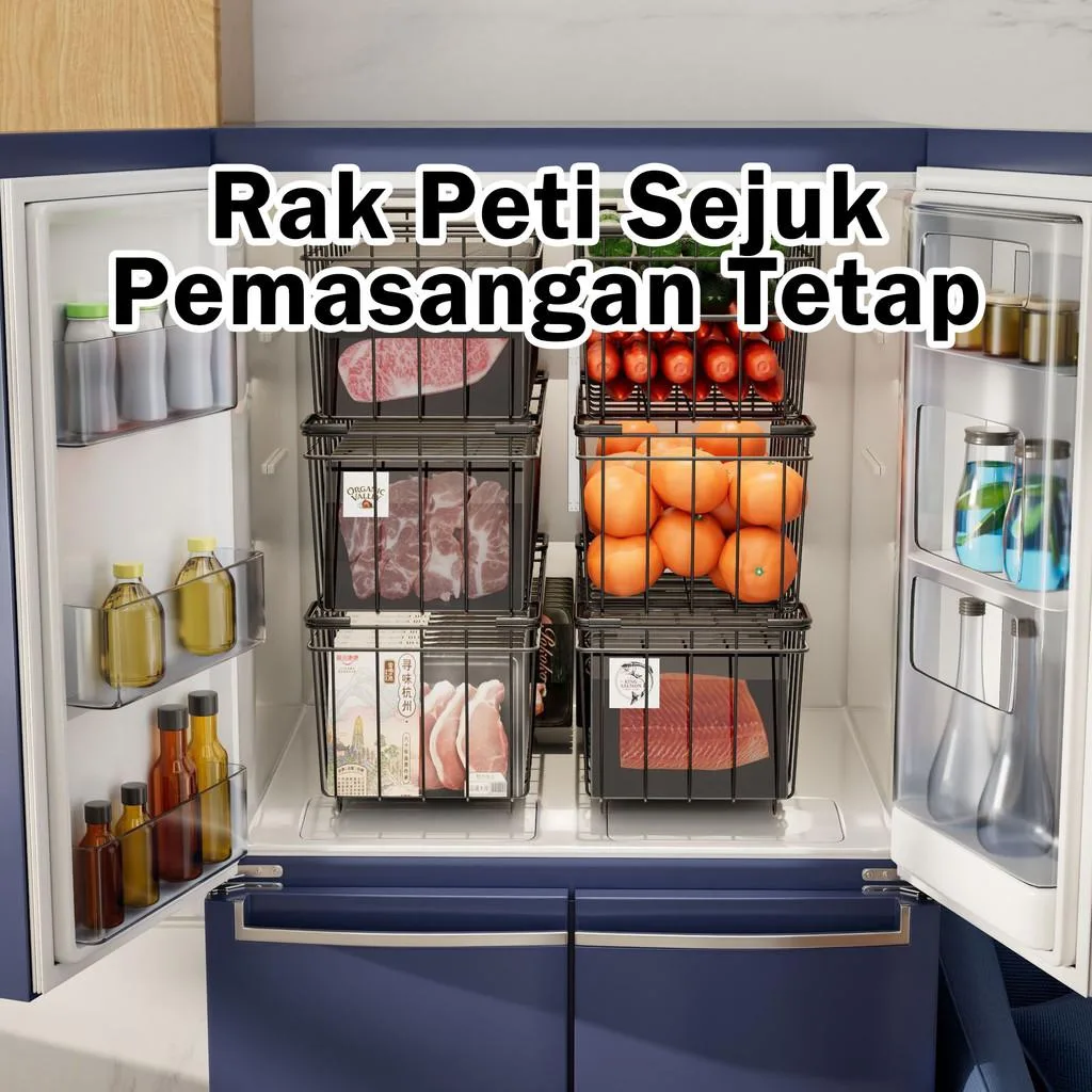 Rak Penyimpanan Peti Sejuk Tetap Bakul Beku Laci Kabinet Dapur Organizer Serbaguna