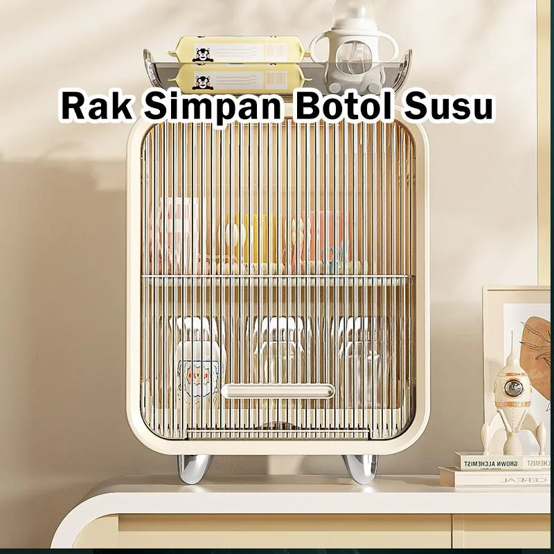 Rak Botol Dapur dengan Saliran, Kabinet Simpanan Peralatan Bayi, Pemegang Serbaguna Kalis Habuk