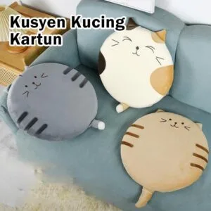 Permaidani Kusyen Tingkap Gaya Jepun Corak Kucing Kartun Bulat Tebal Untuk Ruang Tamu Bilik Tidur