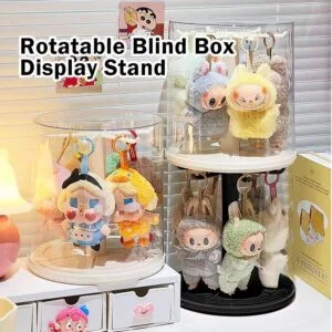 Kotak Simpanan Figura Blind Box Boleh Putar Lutsinar Dengan Penyangga Kartun