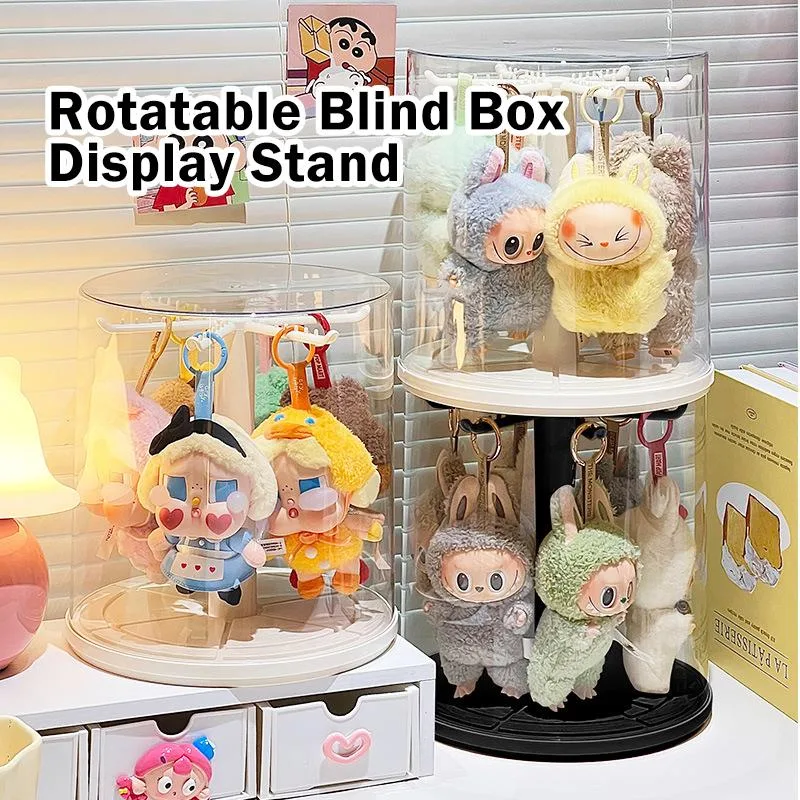 Kotak Simpanan Figura Blind Box Boleh Putar Lutsinar Dengan Penyangga Kartun