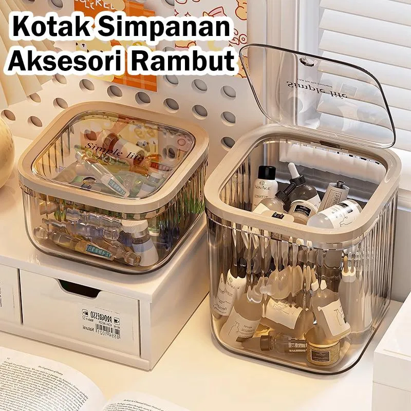 Desktop Storage Box Kosmetik Serum Skrin Box Telus Dengan Penutup Rak Organizer Premium