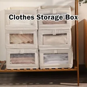 Kotak Penyimpanan Pakaian Seluar Boleh Lipat Fabric Kalis Debu Kapasiti Besar Jendela Jelas Organizer Rumah Asrama