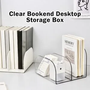 Rak Buku Lutsinar Desktop Kotak Penyimpanan Fail Buku Organizer Meja Pelajar