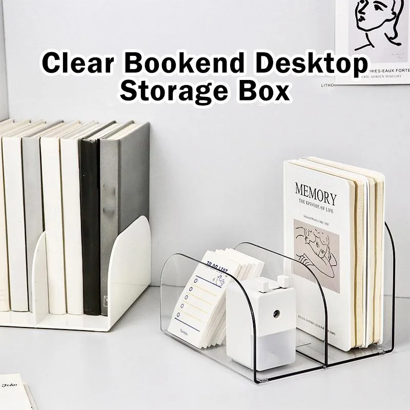Rak Buku Lutsinar Desktop Kotak Penyimpanan Fail Buku Organizer Meja Pelajar