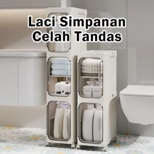 Kabinet Simpanan Celah Sempit Beroda, Boleh Lipat & Serbaguna, Kalis Habuk untuk Rumah & Bilik Mandi