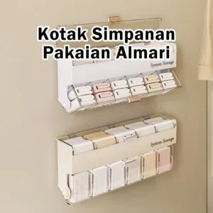 Pengatur Laci Pakaian Almari, Kotak Simpanan Berlapis, Pemisah Almari untuk Pakaian Dalam & Stokin