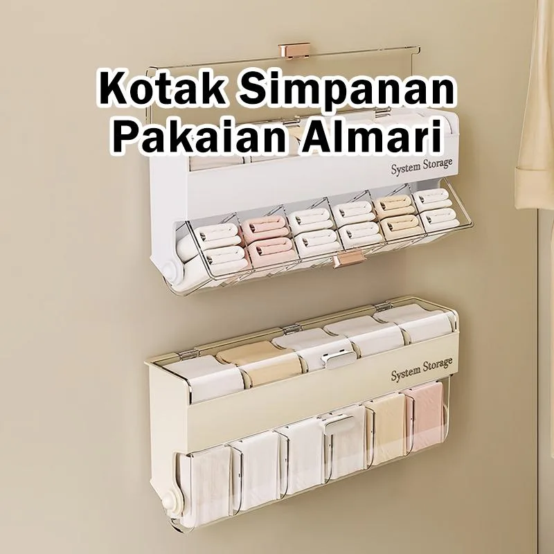Pengatur Laci Pakaian Almari, Kotak Simpanan Berlapis, Pemisah Almari untuk Pakaian Dalam & Stokin