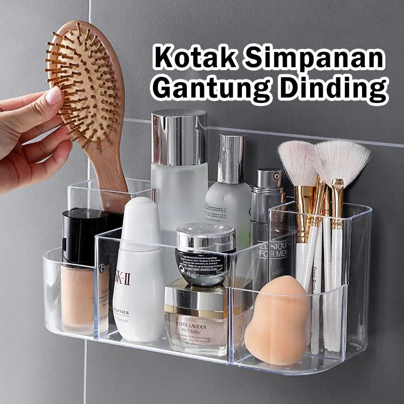 Rak Bilik Mandi Gantung Dinding Tanpa Tebuk Premium Untuk Simpanan Kosmetik Barang Cuci Muka