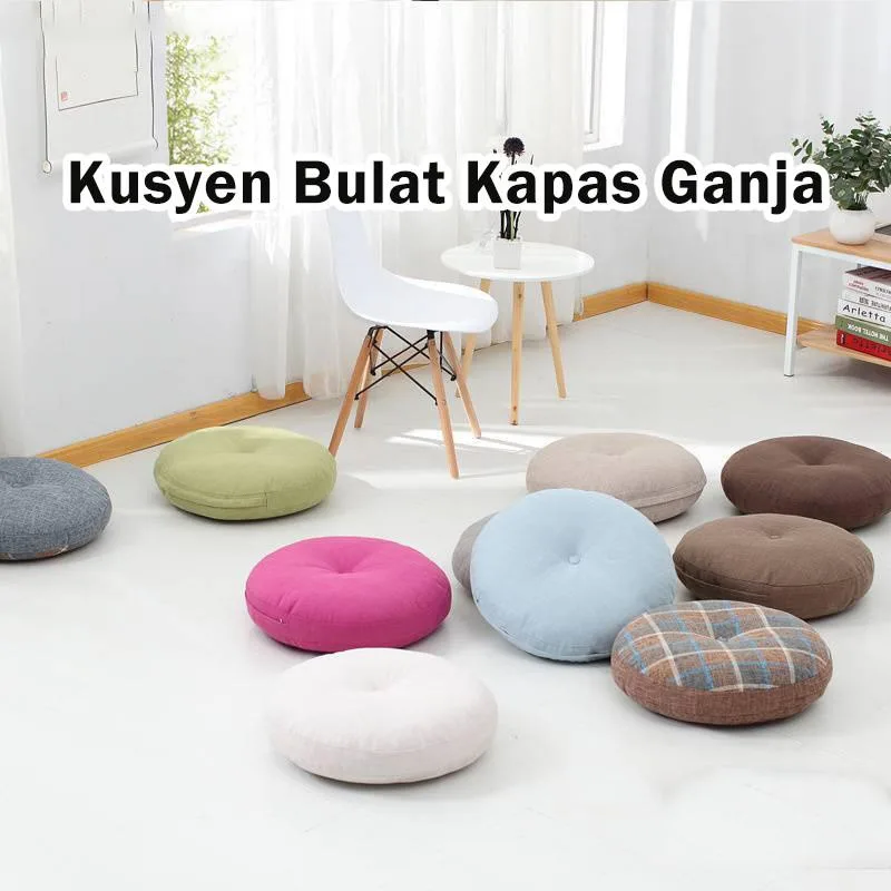 Cushion Duduk Bulat Kapas Linen Tebal Jenis Jepun Untuk Taman Tepi Tingkap Tatami Lantai Boleh Tanggal Basuh