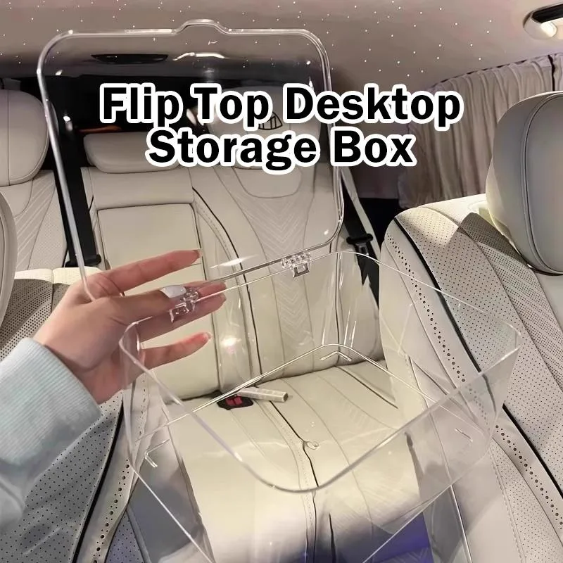 Kotak Penyimpanan Desktop Berpenutup Flip Akrilik Telus Anti Habuk Untuk Bilik Tidur Asrama Pejabat