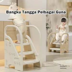 Bangku Langkah Kanak-Kanak untuk Singki Bilik Mandi, Anti-Selip, Tinggi Ditambah, Sesuai untuk Cuci & Tandas