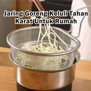 Bak Penapis Keluli Tahan Karat, Colander Dapur untuk Rebusan Mi, Menggoreng, Hotpot, Cuci & Tos Sayur