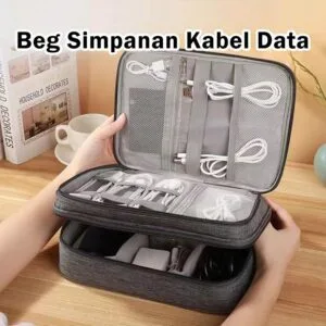 Beg Simpanan Kabel Data & Elektronik Digital, Beg Pelindung Kain untuk Peranti Elektronik