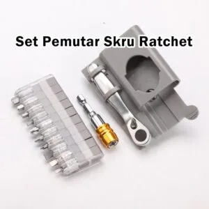 Set Pemutar Skru Ratchet 10 Bit, Pemegang Pendek 90 Sudut Kanan, Alat Boleh Balik