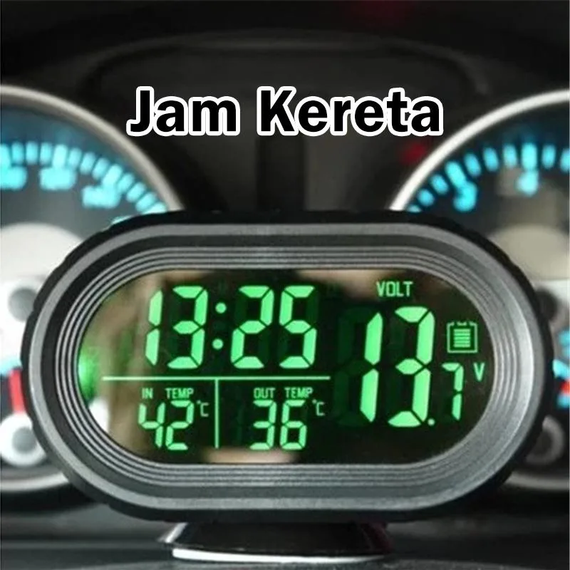 Jam Digital Dashboard Kereta Dengan Lampu Malam & Penunjuk Suhu, Aksesori Dalaman Auto