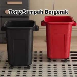 Tong Sampah Mudah Alih Pelbagai Fungsi Beroda Kapasiti Besar Plastik Untuk Bilik Air dan Rumah