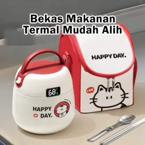 Kotak Makan Termal Panjang Ekstra Penebat 24 Jam Bento Dengan Pemegang Untuk Pejabat dan Sekolah