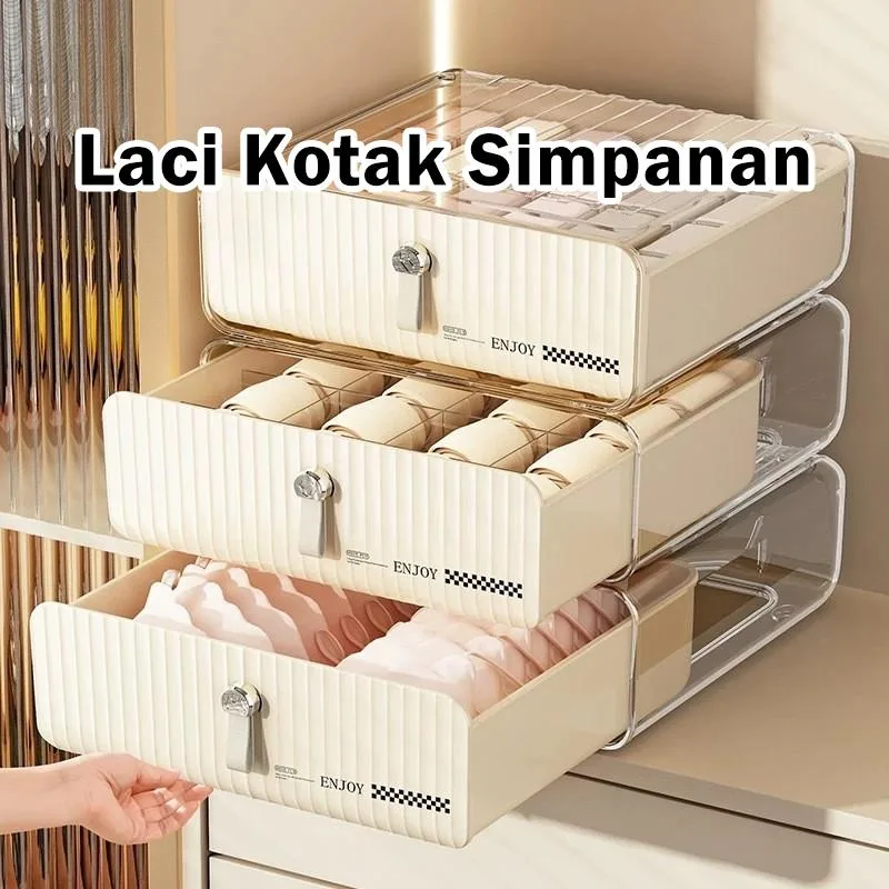 Kotak Simpanan Laci Akrilik Mewah Untuk Seluar Dalam dan Stokin Organizer Almari Bilik Tidur