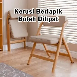 Kerusi Rumah Lipat dengan Sandaran Selesa Boleh Bertingkat Penjimat Ruang Kerusi Makan Kayu Gaya Vintage