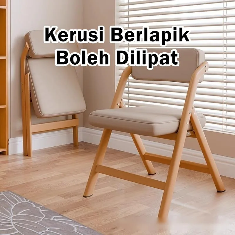 Kerusi Rumah Lipat dengan Sandaran Selesa Boleh Bertingkat Penjimat Ruang Kerusi Makan Kayu Gaya Vintage