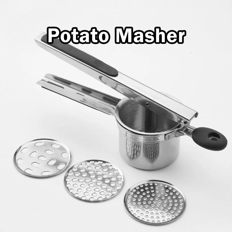 Penghancur Kentang Pemegang Silikon Baharu Dengan Mesh Boleh Tukar Ricer Kentang Untuk Dapur