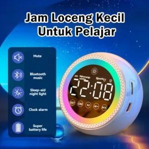 Jam Penggera Pintar AI Kawalan Suara Pembesar Suara Bluetooth Bunyi Kuat Boleh Cas Jam Meja untuk Pelajar Asrama