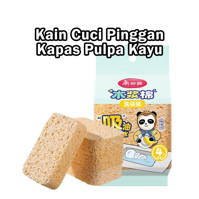 Span Cuci Pinggan Kayu Pulpa Mampat Tuala Dapur Serbaguna Untuk Cuci Periuk Piring Rumah
