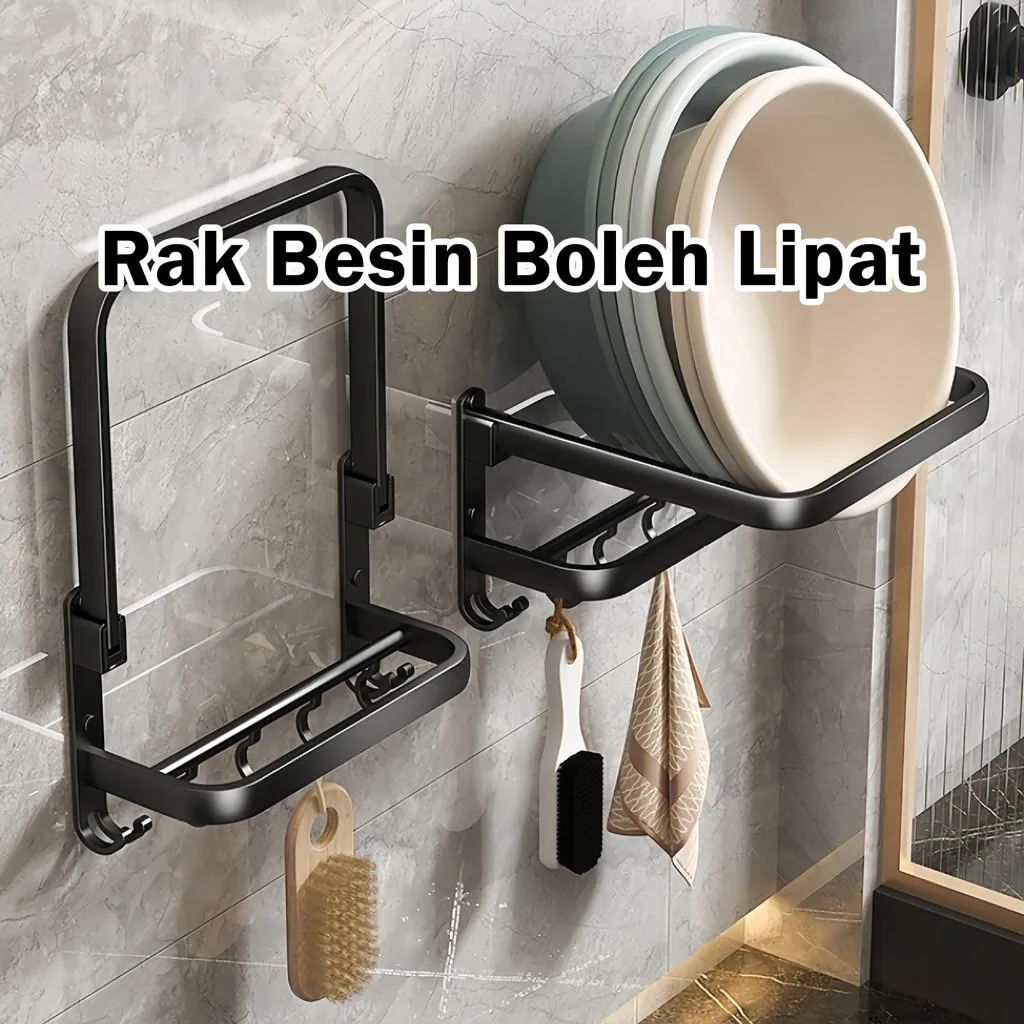 Drill Free Wall Basin Rack Bathroom Adhesive Washbasin Storage Shelf Space Saving Rak Besen
