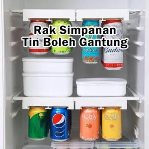 Fridge Hanging Double Row Can Rack Beer Soda Cola Beverage Organizer Storage Rak Minuman Jenis Gantung